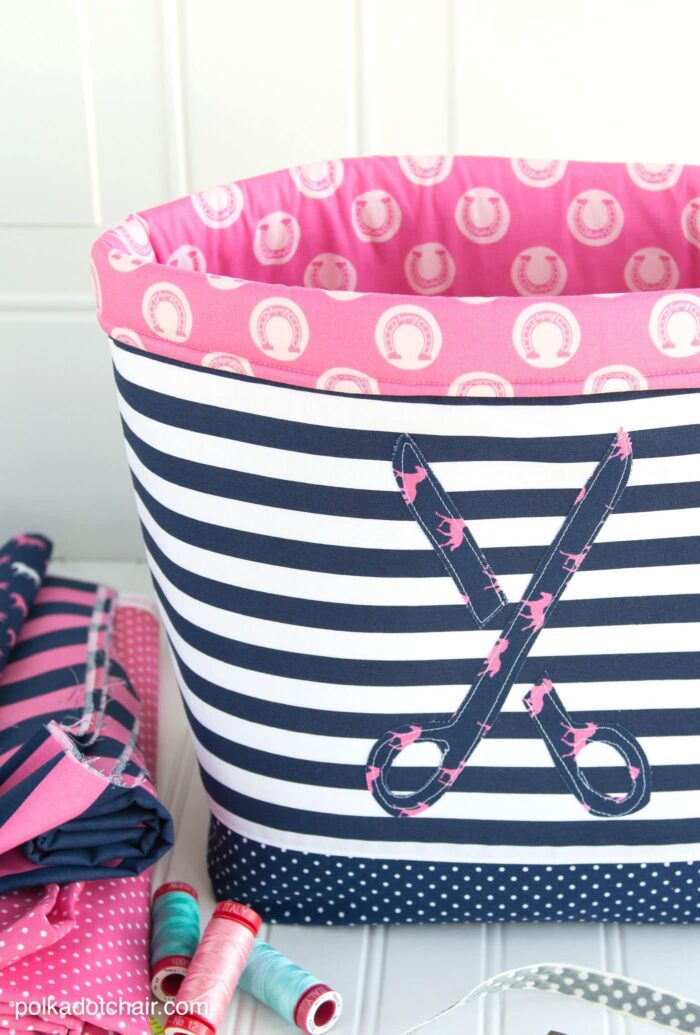 "Never Full" Fabric Basket Sewing Tutorial and free sewing pattern by Melissa of polkadotchair.com