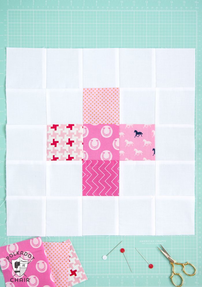 September Quilt Block of the Month: a tutorial for a Plus Block on polkadotchair.com