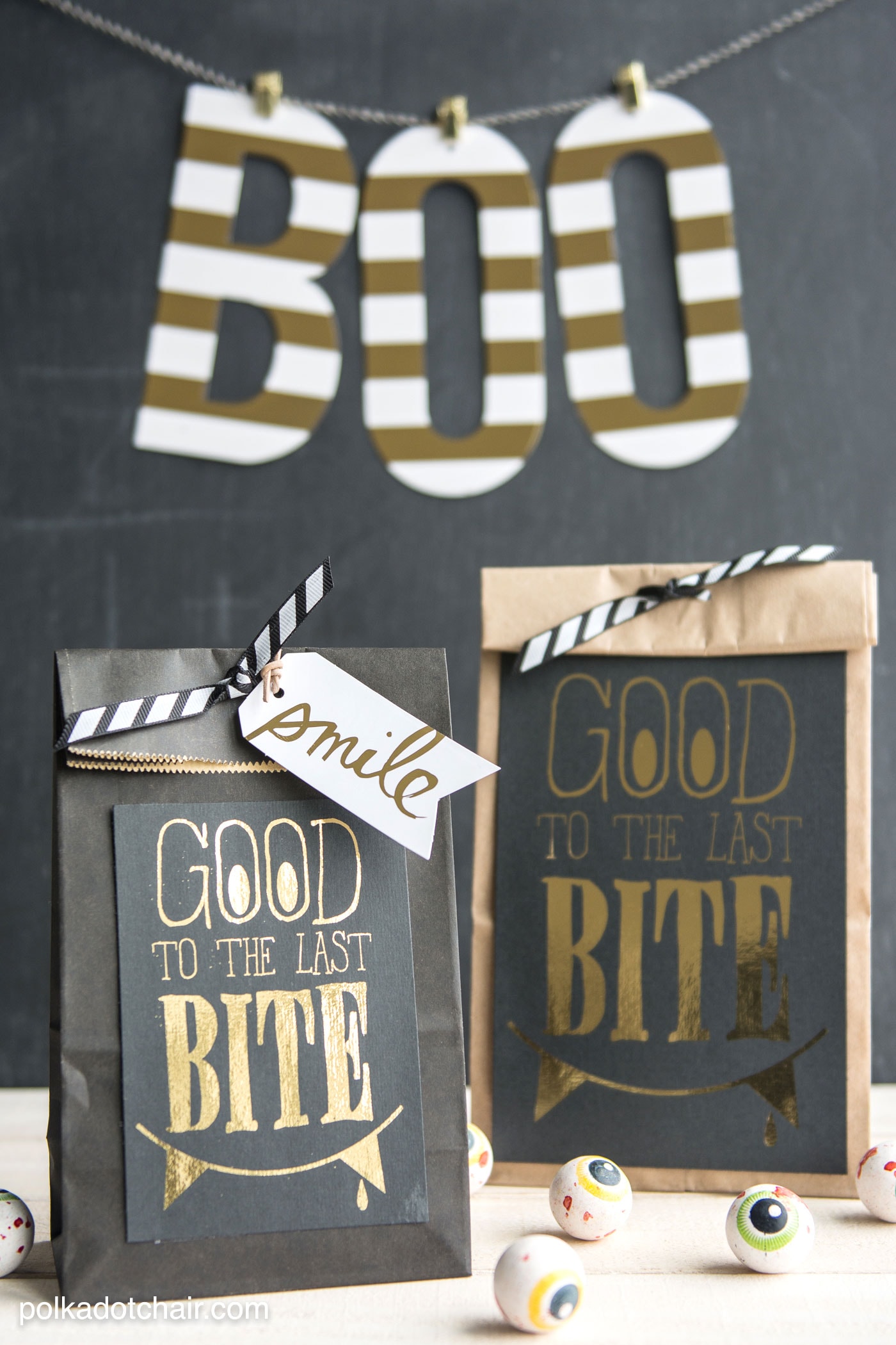 "Good to the Last Bite" DIY Halloween Treat Bags- Includes a free "foil ready" printable