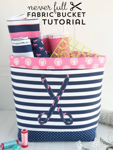 "Never Full" Fabric Basket Sewing Tutorial and free sewing pattern by Melissa of polkadotchair.com