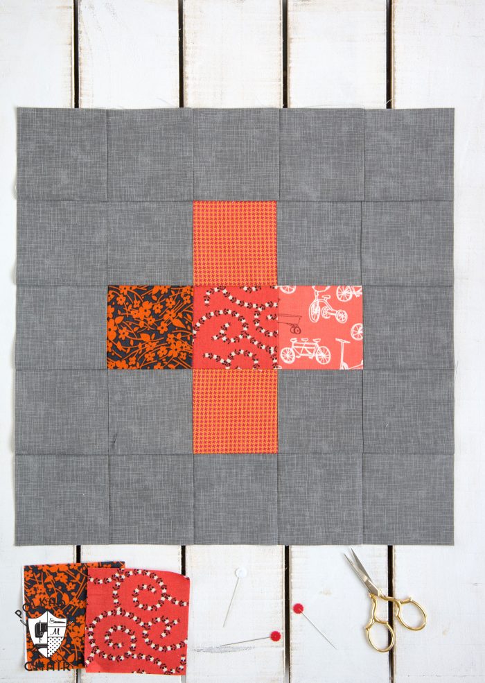 September Quilt Block of the Month: a tutorial for a Plus Block on polkadotchair.com
