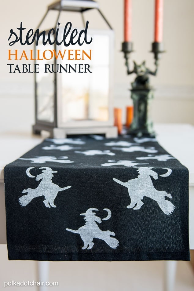 DIY Stenciled Halloween Table Runner, cute idea for Halloween Decor!