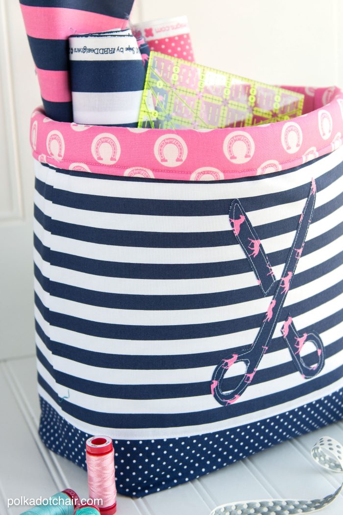 "Never Full" Fabric Basket Sewing Tutorial and free sewing pattern by Melissa of polkadotchair.com