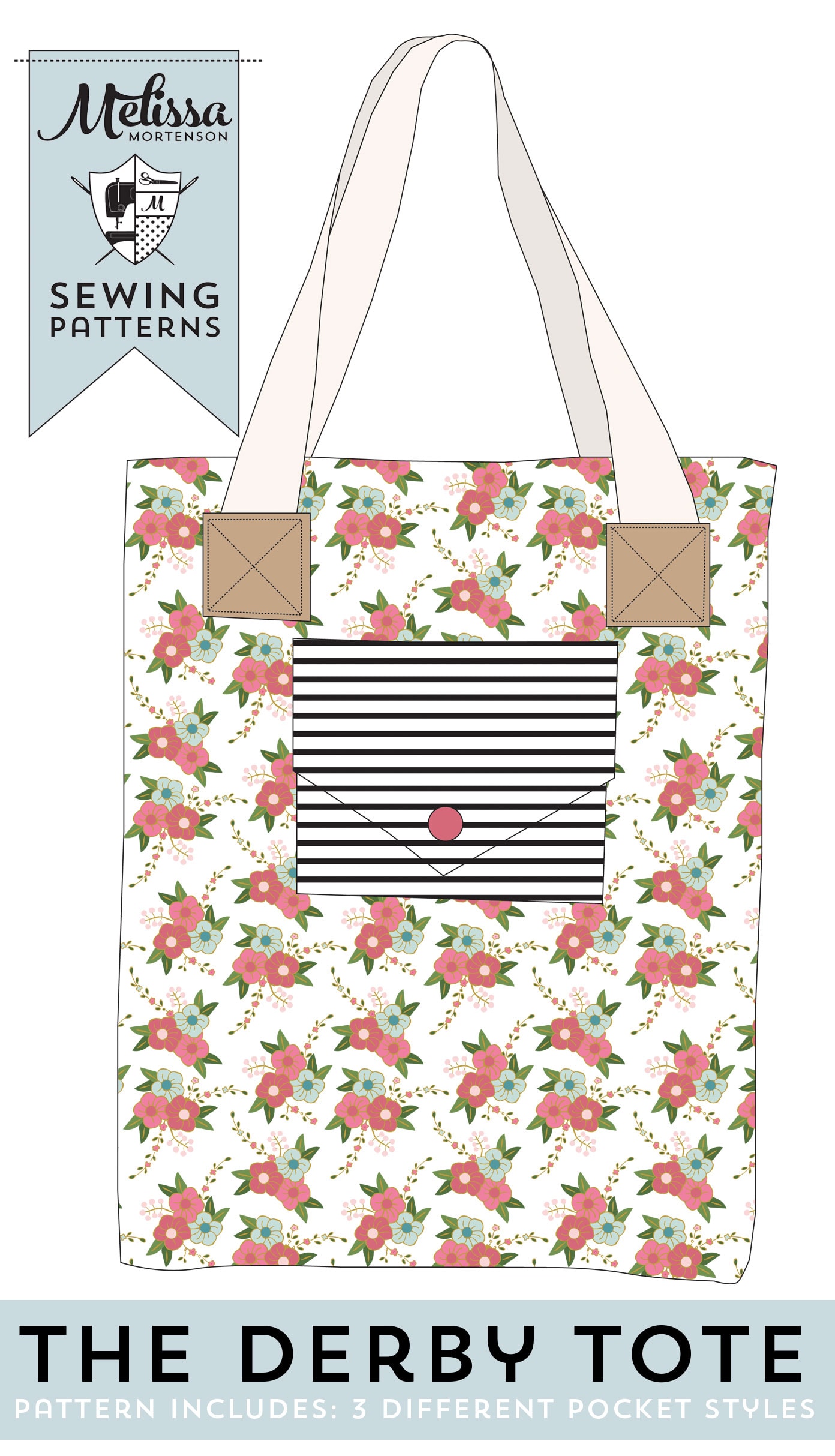 The Derby Tote, Tote bag sewing pattern by Melissa Mortenson of polkadotchair.com