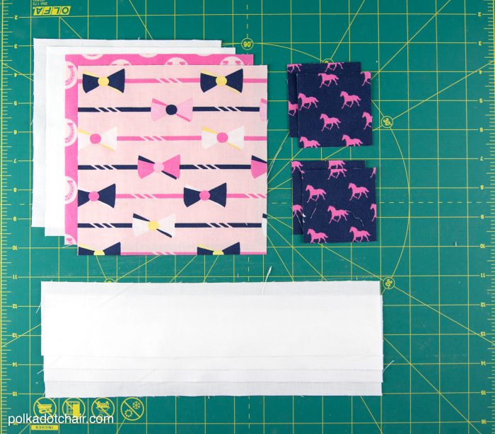 quilt fabrics on cutting mat