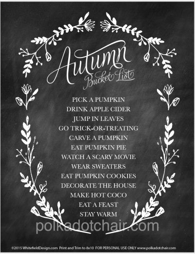 The Ultimate Autumn and Fall Bucket List - you can download a copy of it on polkadotchair.com