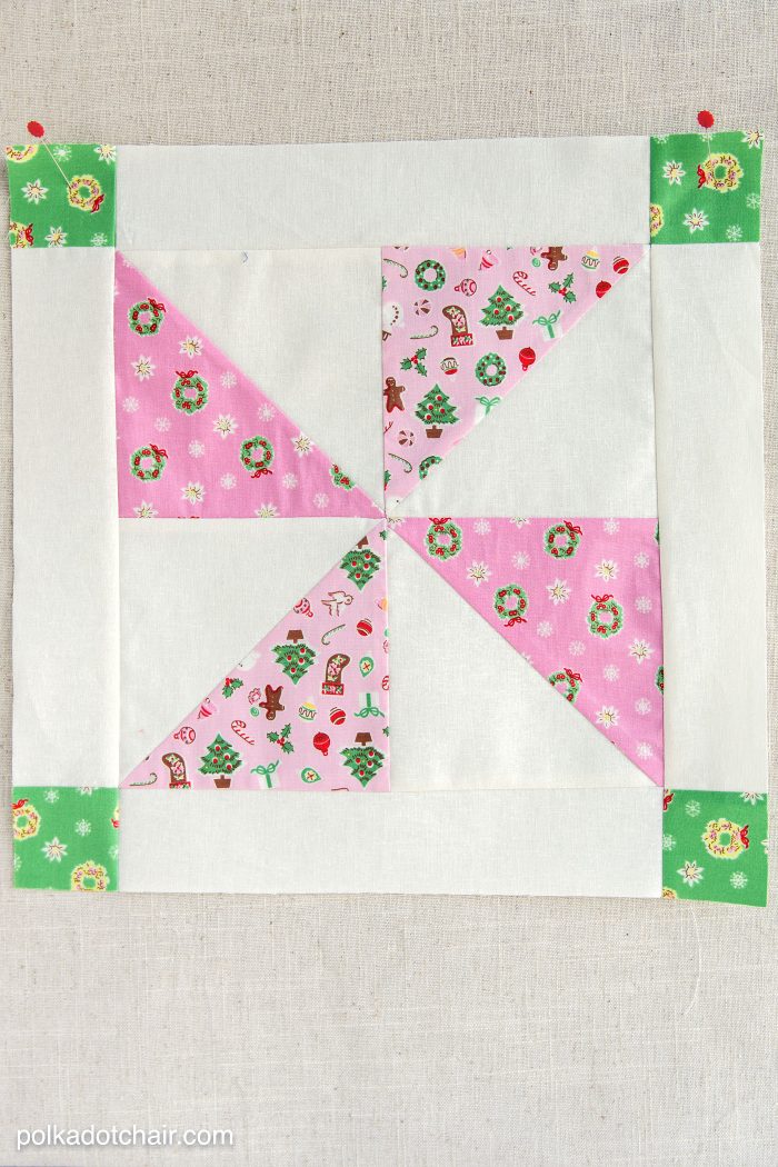 The October Quilt Block of the Month, a variation of a simple pinwheel block. Join in the block of the month series and make a quilt one month at a time.