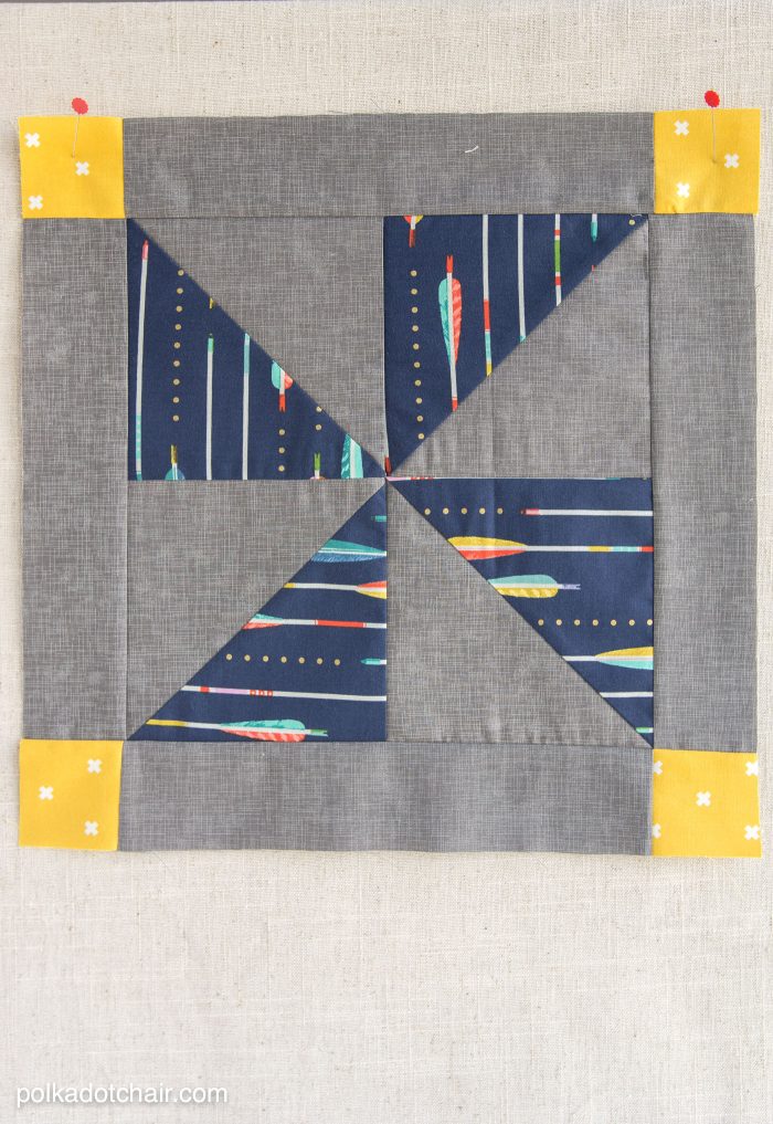 The October Quilt Block of the Month, a variation of a simple pinwheel block. Join in the block of the month series and make a quilt one month at a time. 