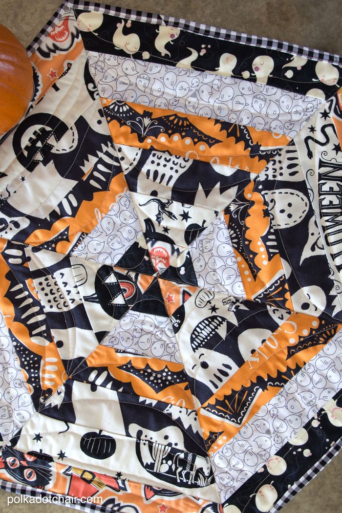 Halloween Quilted Table Topper Sewing Tutorial, so cute you could change out the fabric and use it for any Holiday! 