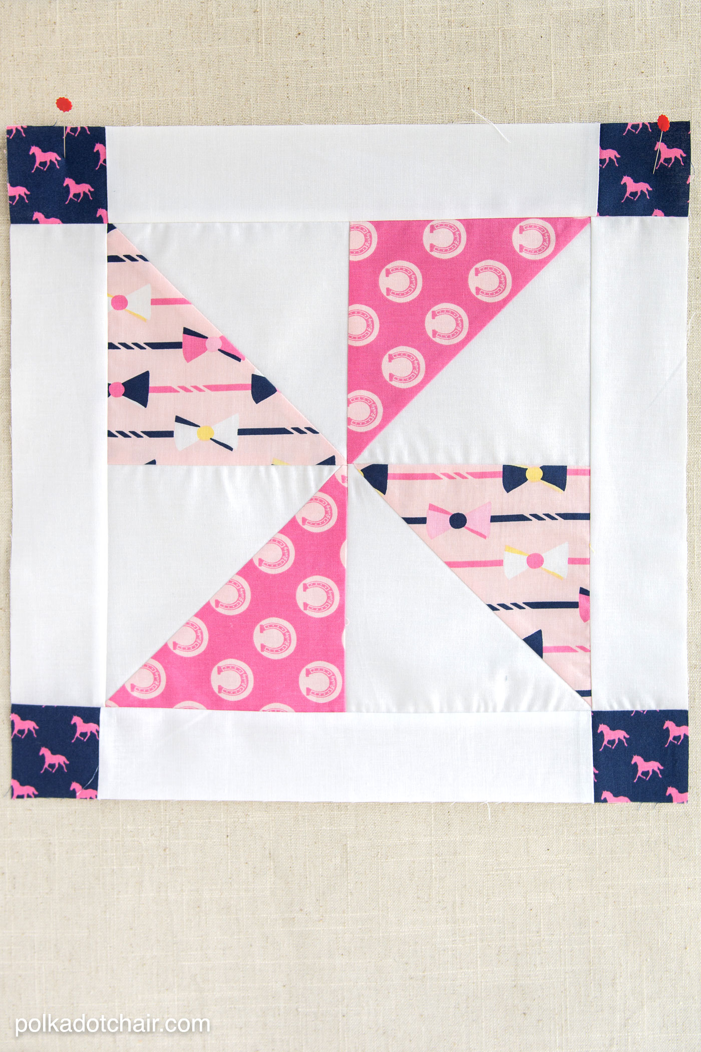 October Block of the Month: Pinwheel Quilt Block | Polka Dot Chair