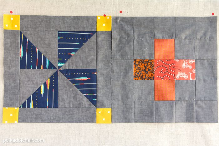 The October Quilt Block of the Month, a variation of a simple pinwheel block. Join in the block of the month series and make a quilt one month at a time. 