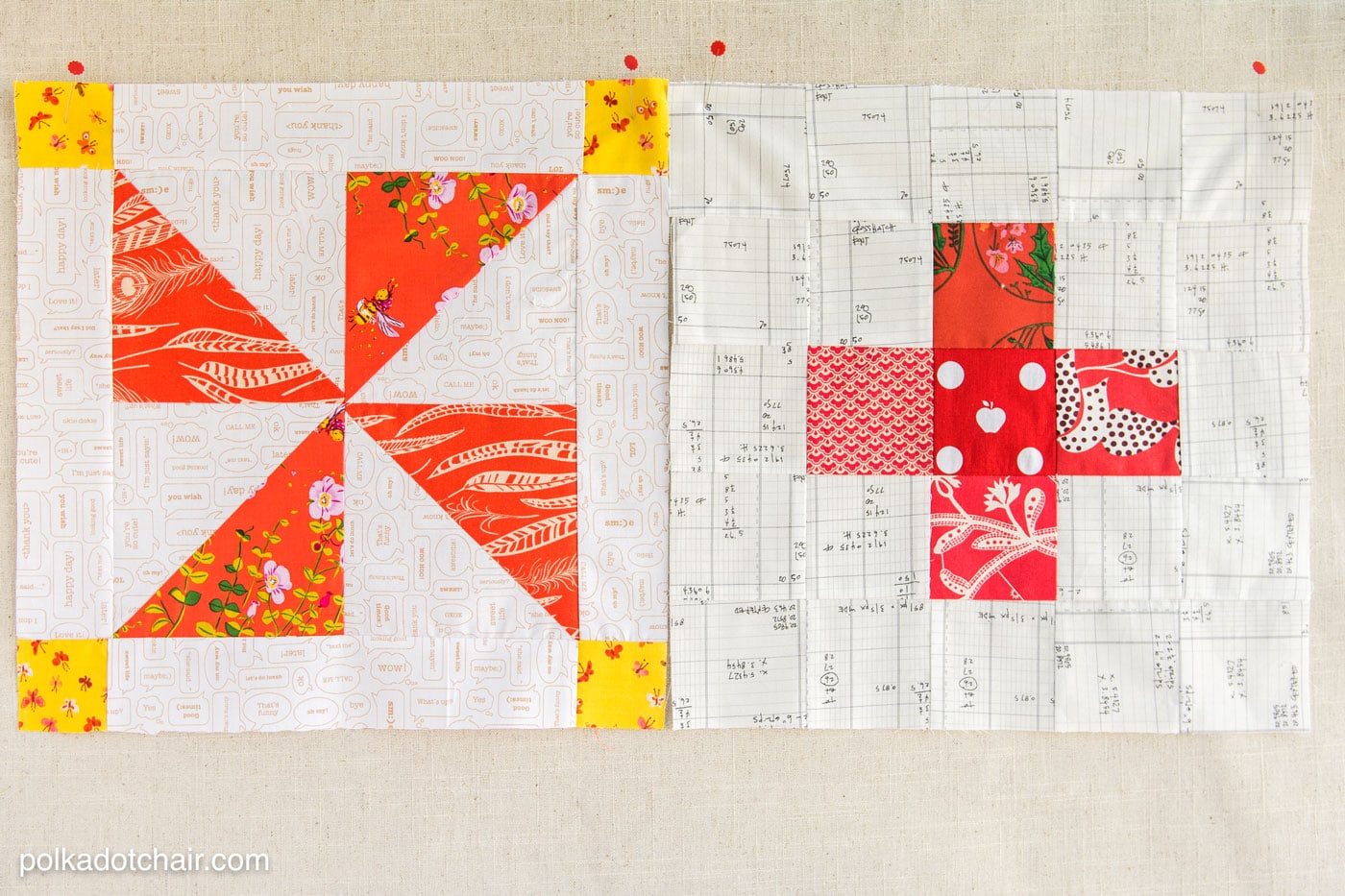 The October Quilt Block of the Month, a variation of a simple pinwheel block. Join in the block of the month series and make a quilt one month at a time.