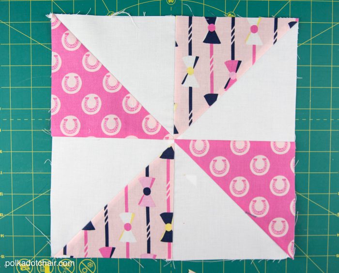The October Quilt Block of the Month, a variation of a simple pinwheel block. Join in the block of the month series and make a quilt one month at a time.
