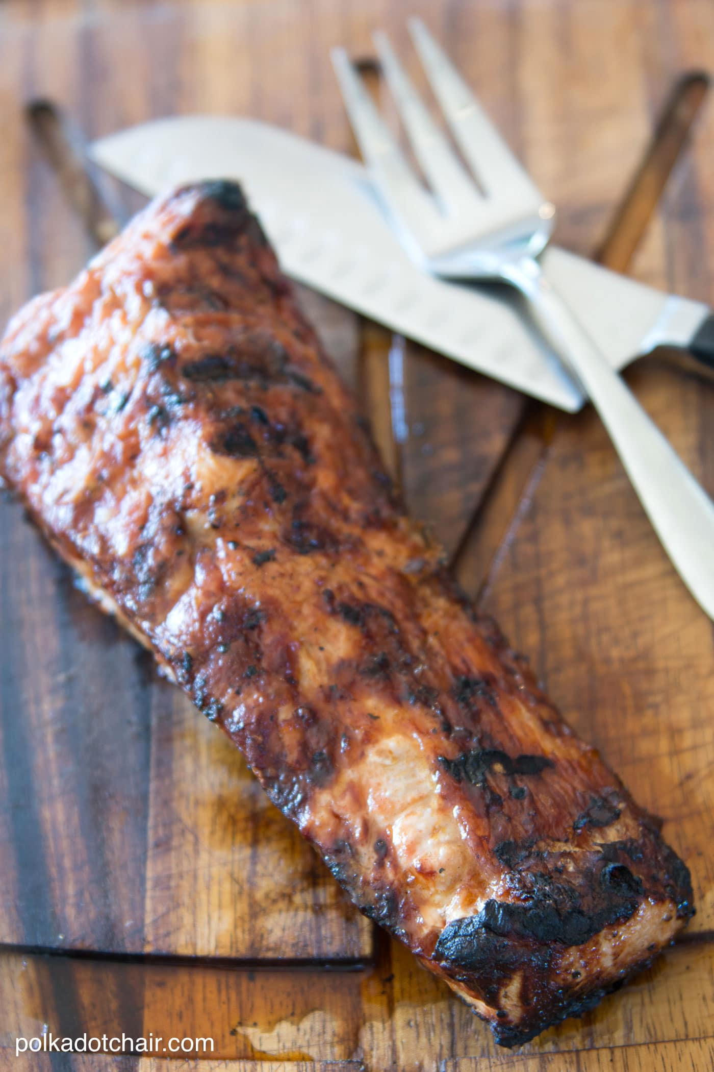 Recipe for Mesquite Grilled Pork Loin, great easy weeknight dinner idea, just cook it on the grill! 