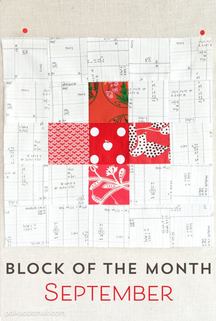 The September Quilt Block of the Month, a variation of a simple pinwheel block. Join in the block of the month series and make a quilt one month at a time.