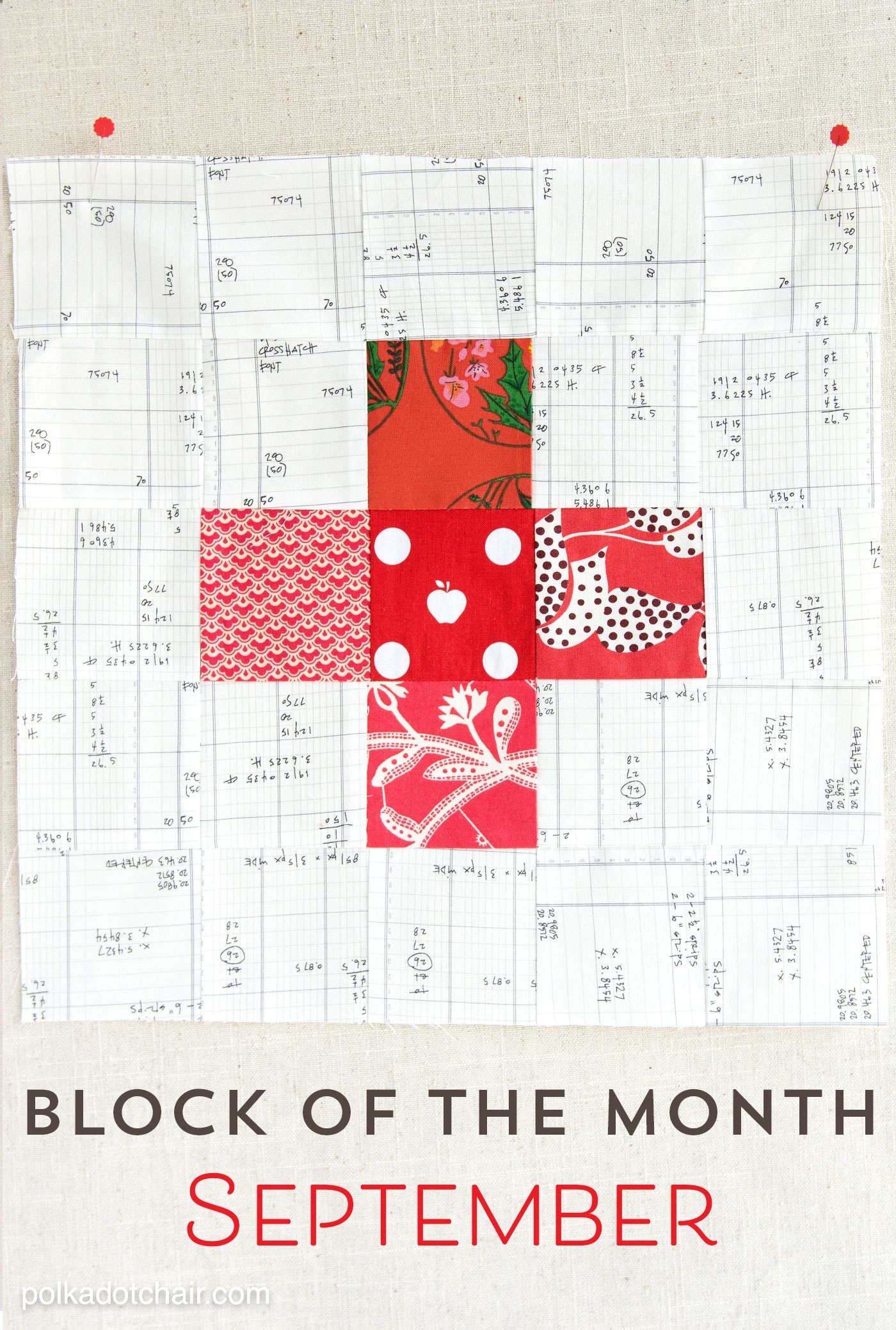 The September Quilt Block of the Month, a variation of a simple pinwheel block. Join in the block of the month series and make a quilt one month at a time.