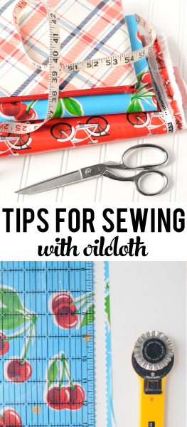 Tips for Sewing with Oilcloth and other coated fabrics, such as laminated cotton