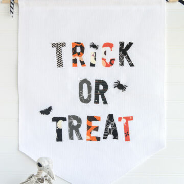 Cute Halloween Trick or Treat Fabric Banner Tutorial by Melissa of polkadotchair.com