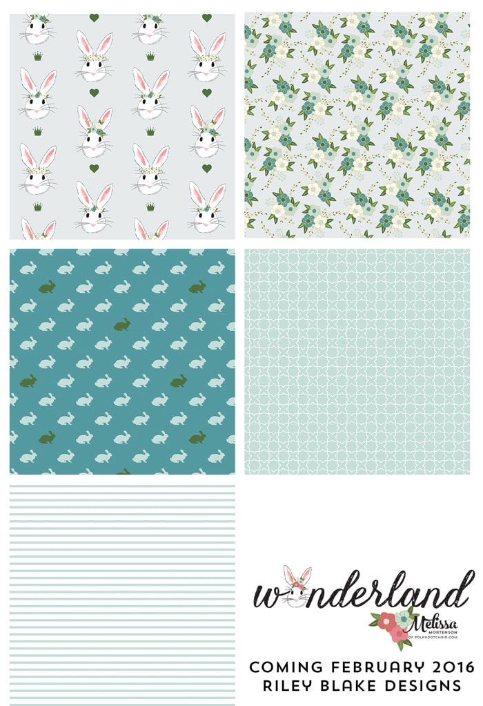 Blue Colorway of Wonderland Fabric coming in February 2016, designed by Melissa Mortenson for Riley Blake Designs - 