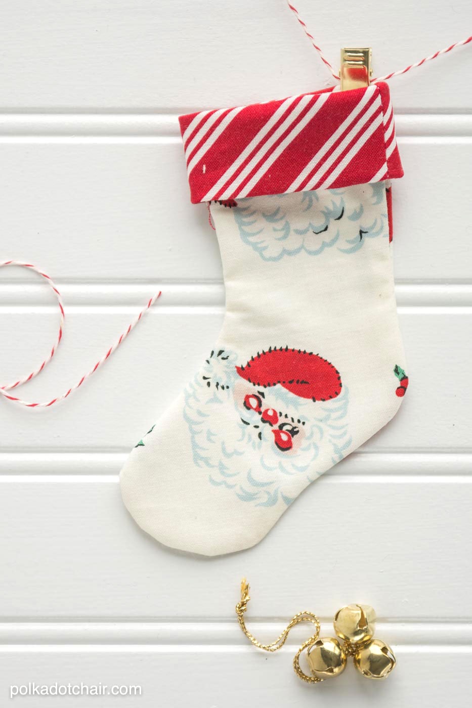 Mini Christmas Stocking Garland Sewing tutorial by Melissa of polkadotchair.com