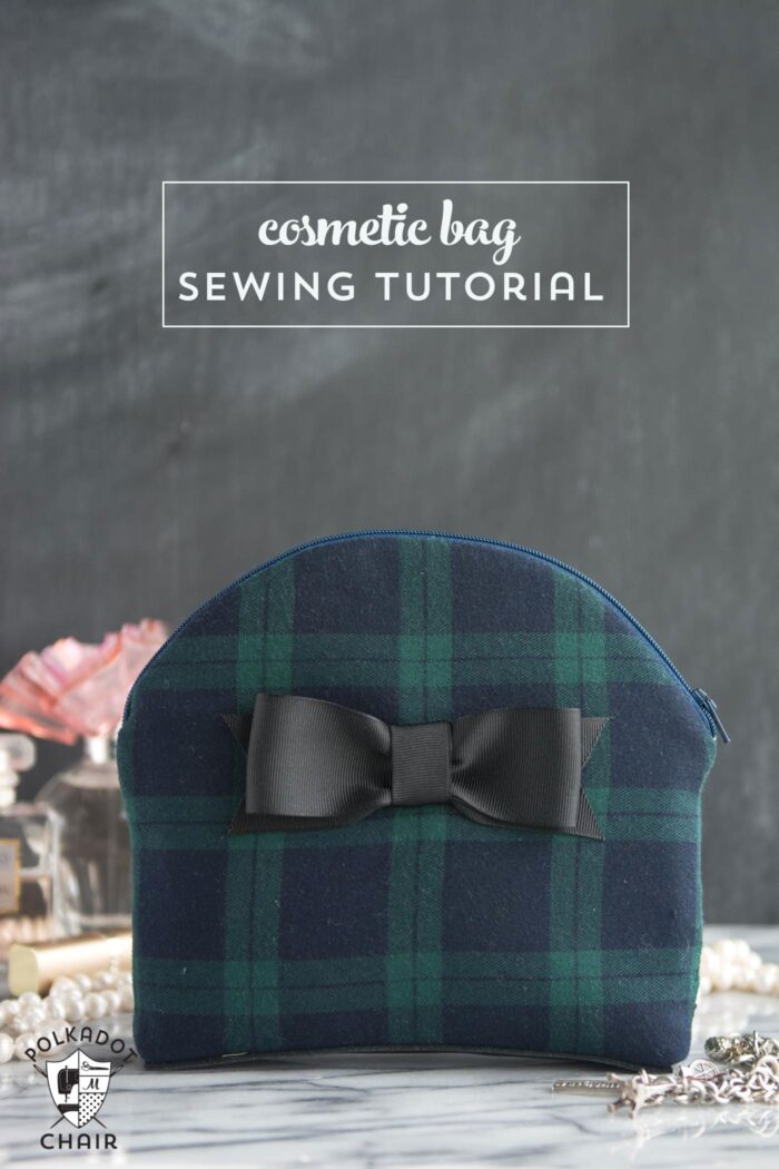Free Sewing Pattern for a curved top cosmetic bag. Love the bow detail on the front