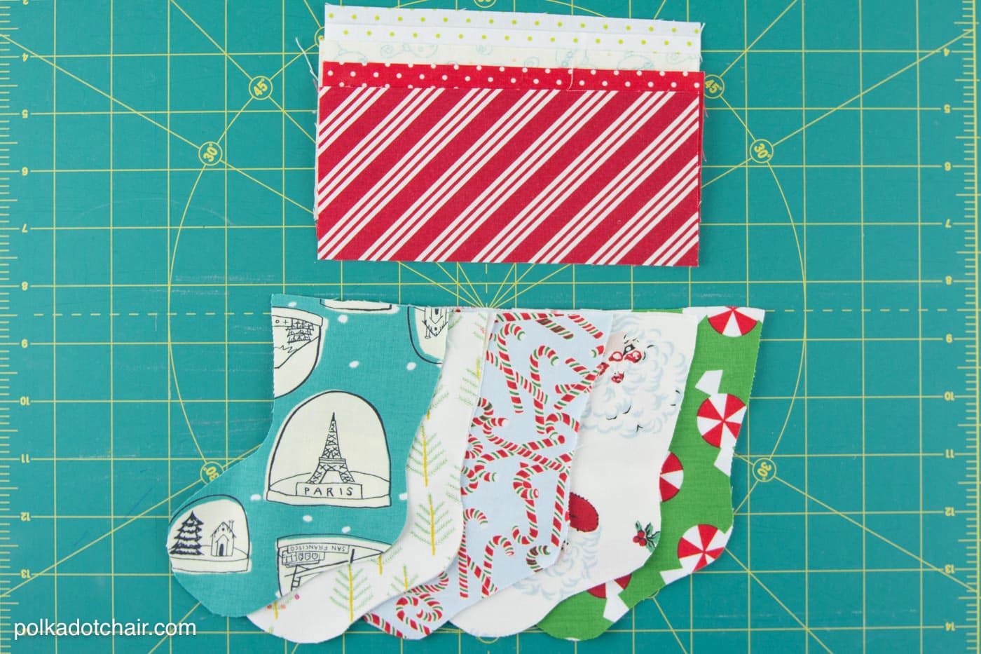 Mini Christmas Stocking Garland Sewing tutorial by Melissa of polkadotchair.com