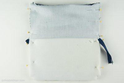 Backing being added to fabric bag