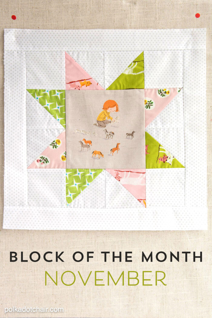 The November Quilt Block of the Month, a variation of a simple sawtooth star quilt block. Join in the block of the month series and make a quilt one month at a time.