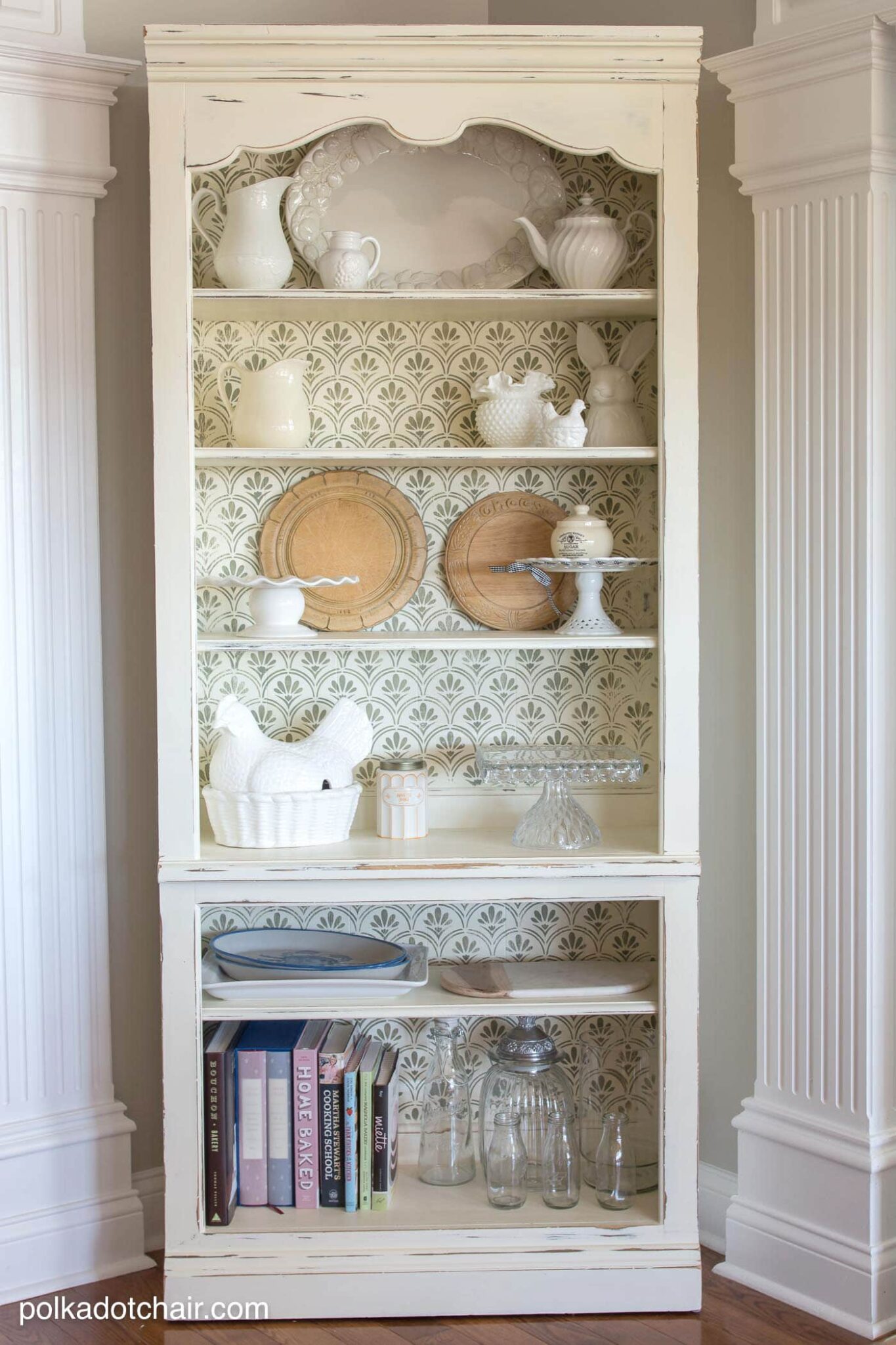 How to Stencil a Bookcase with Chalk Paint | Polka Dot Chair