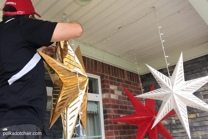 Christmas Porch Decorating Ideas Hanging Star Luminaries