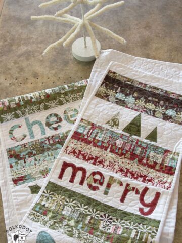 Free sewing pattern for a quilted Christmas Table runner