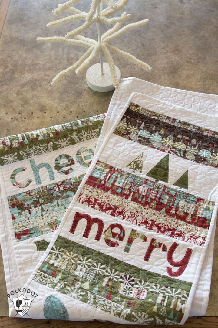 Striped Quilted Christmas Table Runner Pattern | Polka Dot Chair
