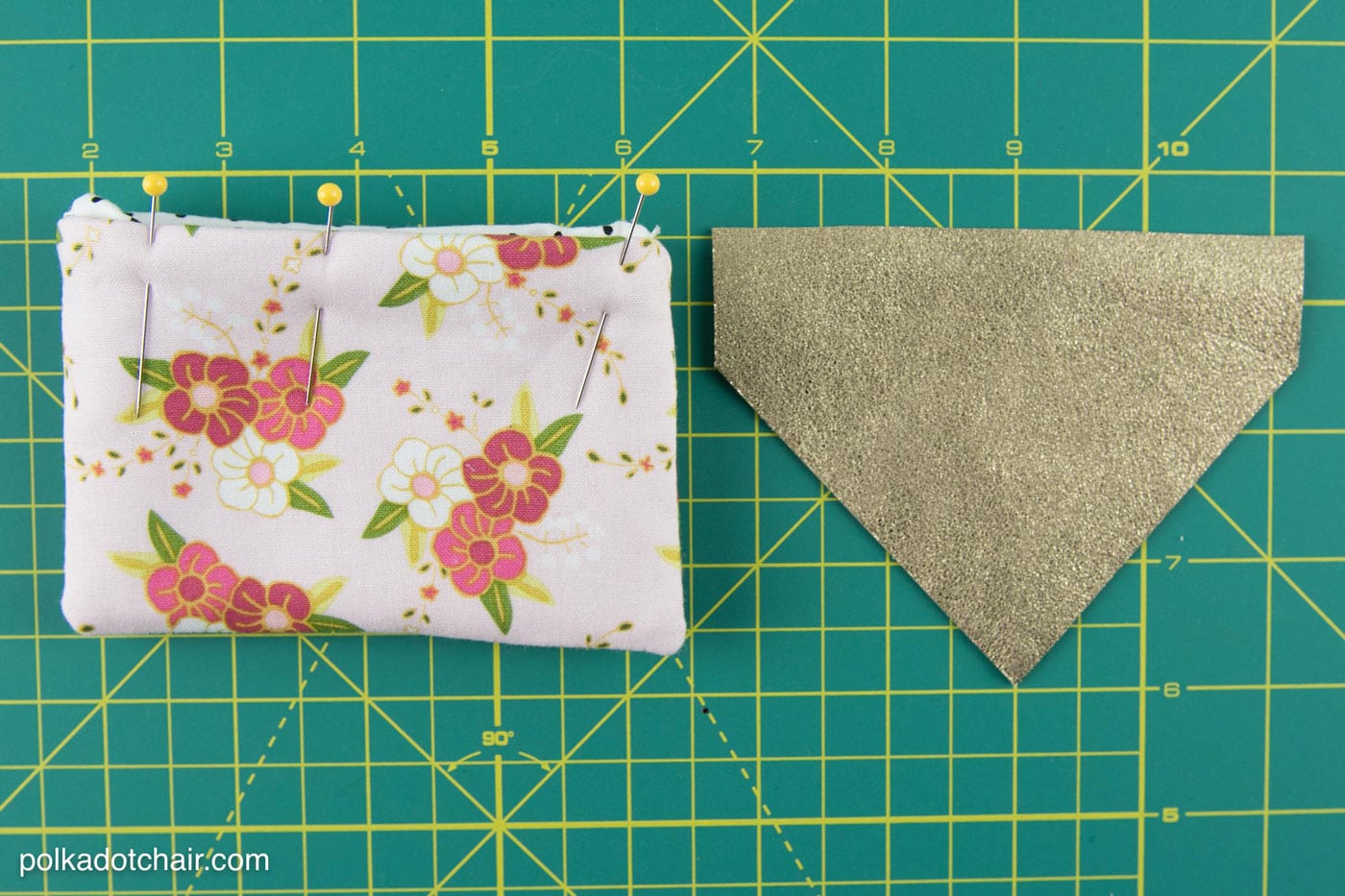 Free Sewing Pattern for a fabric and leather earbuds carrying case, would also be a great business card holder, by polkadotchair.com