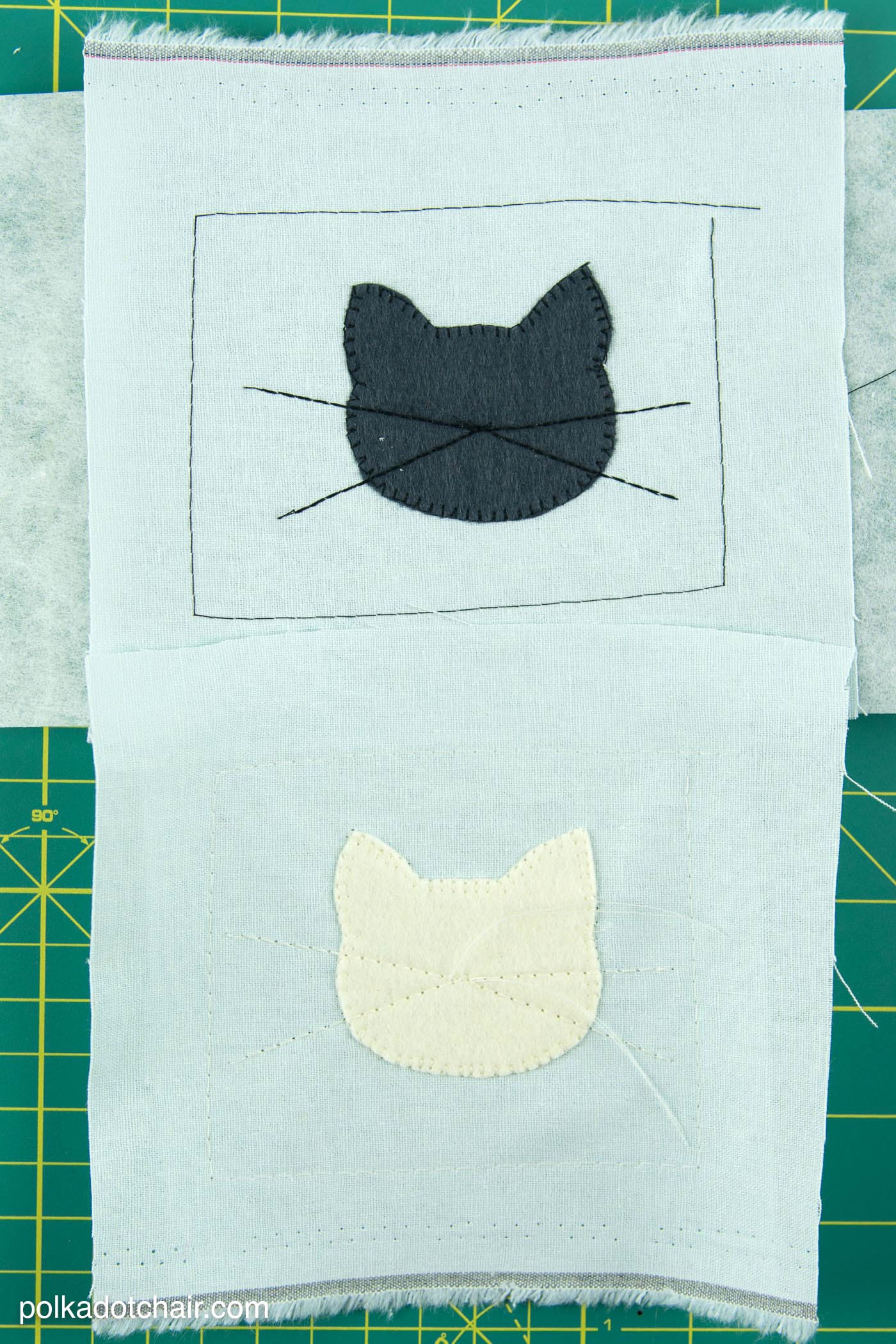 DIY Cat Embroidery Hoop Christmas Ornaments with instructions and free sewing pattern on polkadotchair.com 