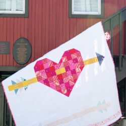 Cupid's Arrow Quilt Pattern, a patchwork heart and arrow quilt pattern - great for Valentine's Day sewing