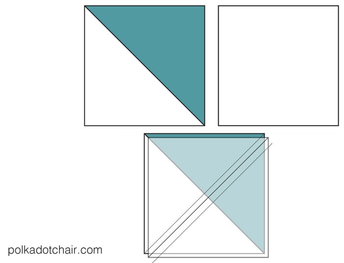 The January Block of the Month on polkadotchair.com - Learn how to make a simple turnstile quilt block - complete one quilt block each month to make yourself a quilt!