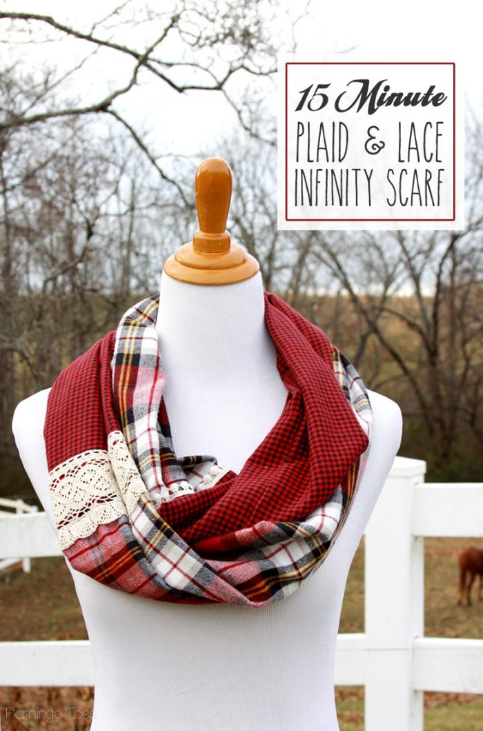 15 Minute Plaid and Lace Infinity Scarf Sewing Tutorial