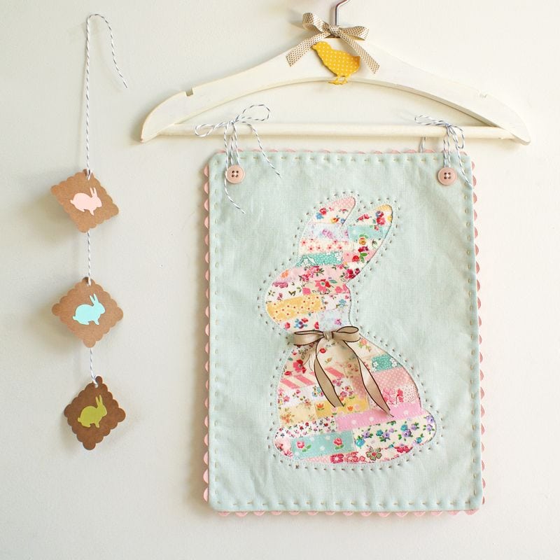 Scrappy Easter Bunny Wall Hanging tutorial by Nana and Company