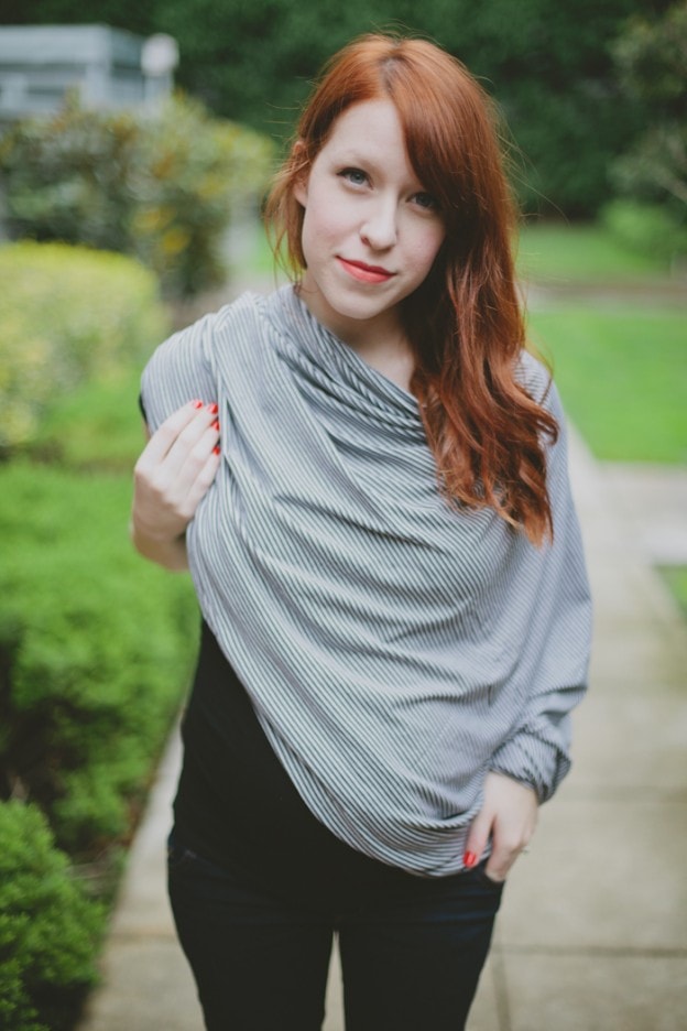 Sewing Tutorial for an Infinity Scarf that doubles as a nursing cover up
