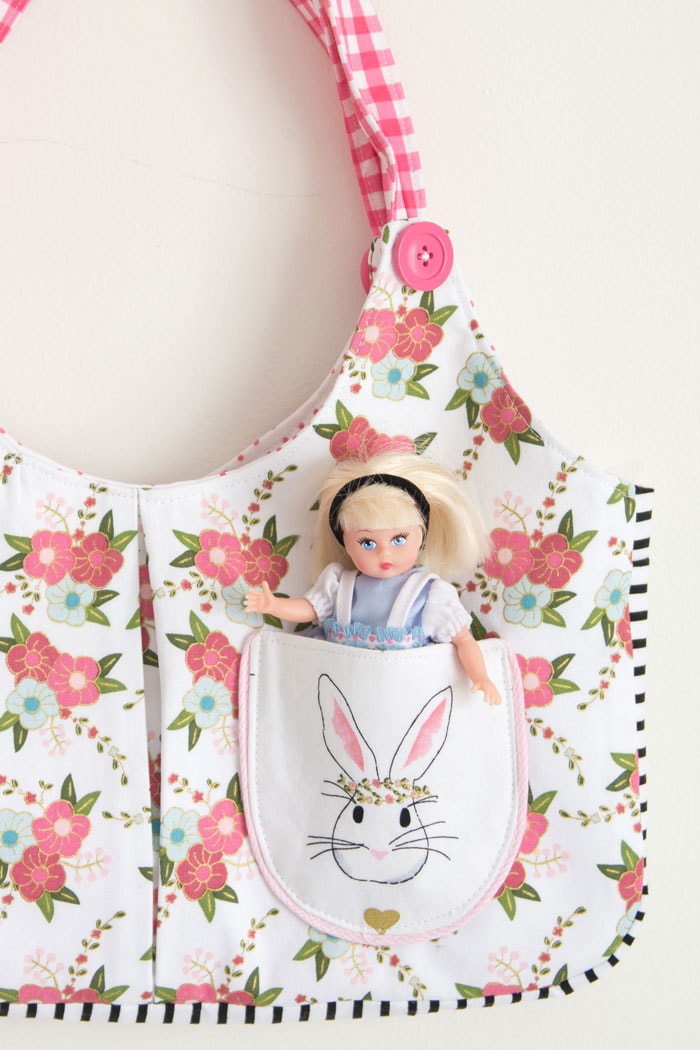 Sewing Pattern for Ruby Lou Bag, a cute tote bag pattern for little girls. Love the front pocket!