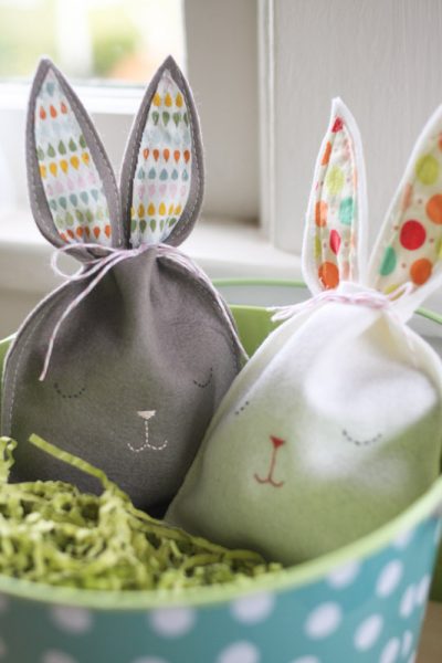 Easter Bunny Treat Bags sewn by Probaly Actually with pattern from Mer Mag