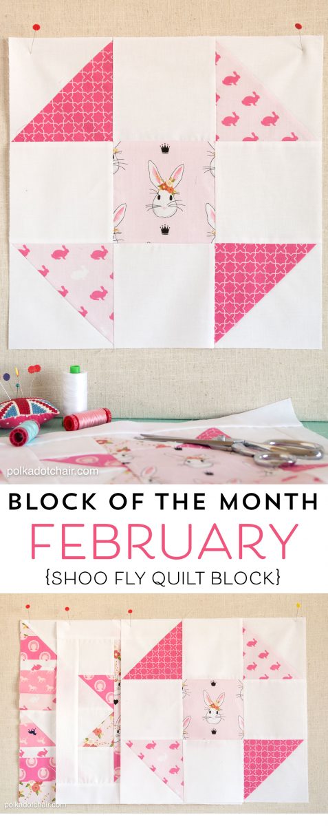 The February Block of the Month on polkadotchair.com - A free pattern for a Shoo Fly Quilt Block