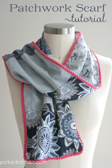 DIY Patchwork and Pom Pom Scarf Sewing Tutorial