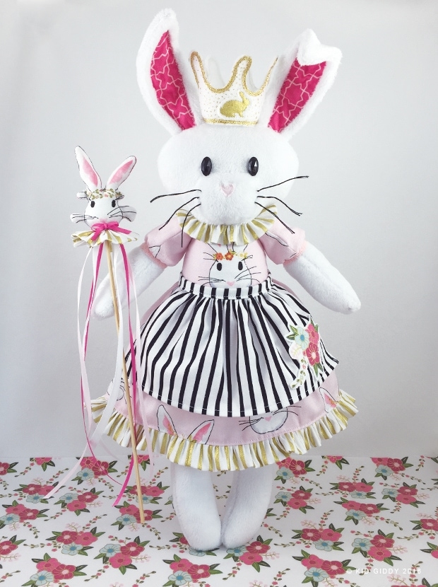 Bunny Queen Phoebe Softie by KidGiddy - using Wonderland Fabric