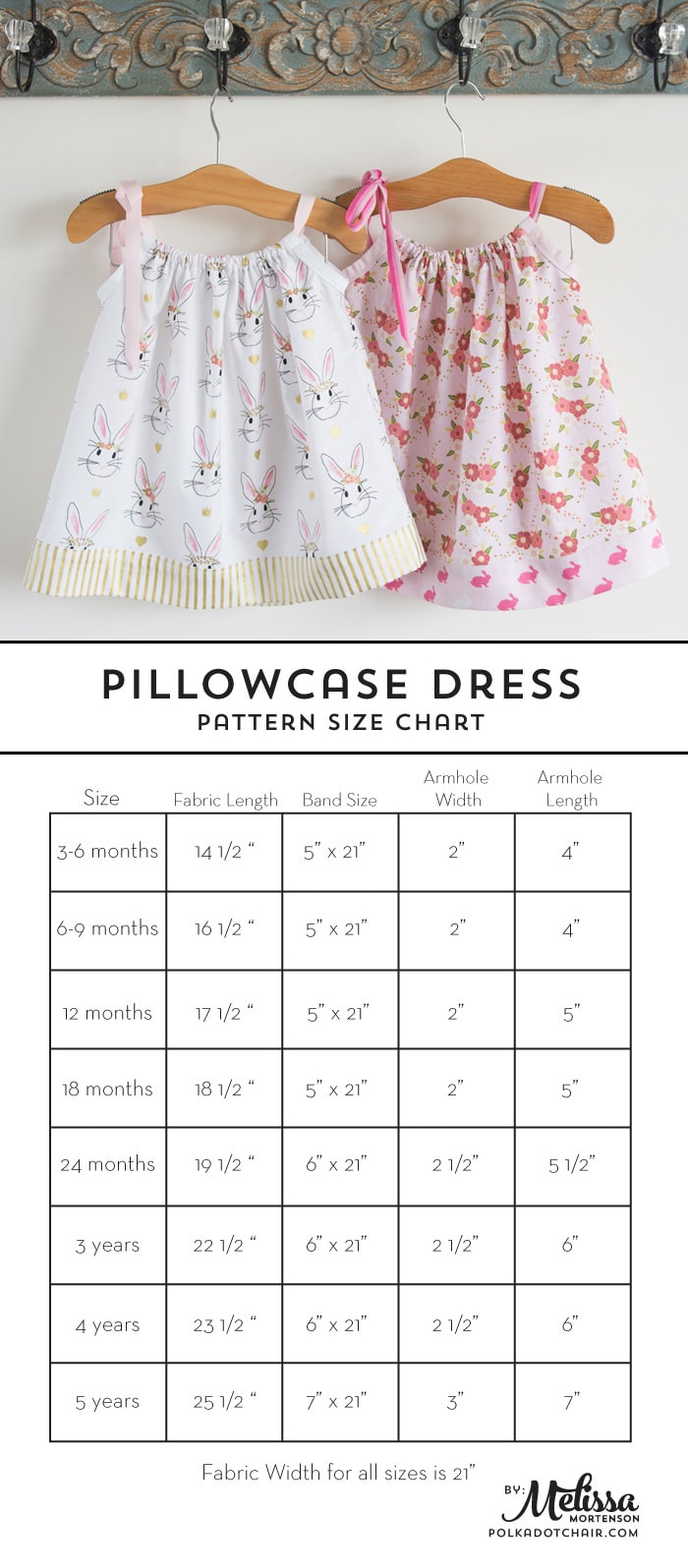 Learn how to sew a pillow case dress with this Pillowcase Dress Tutorial. Includes full instructions and a chart to help you resize the dress for various ages. The quickest dress you'll ever sew!