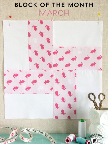 Free Quilt Tutorial and Pattern for a Keystone Quilt block; the March Block of the Month offered on the Polka Dot Chair Blog