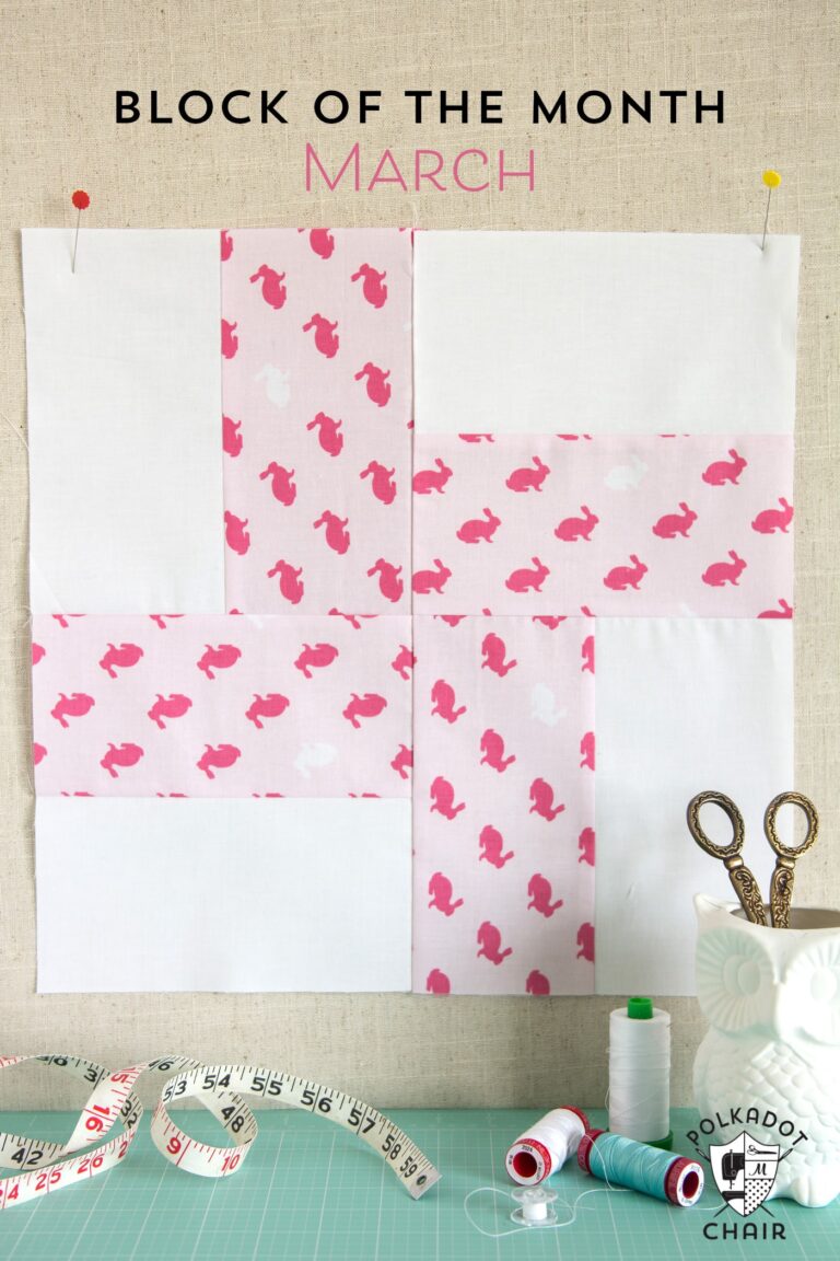 Free Quilt Tutorial and Pattern for a Keystone Quilt block; the March Block of the Month offered on the Polka Dot Chair Blog