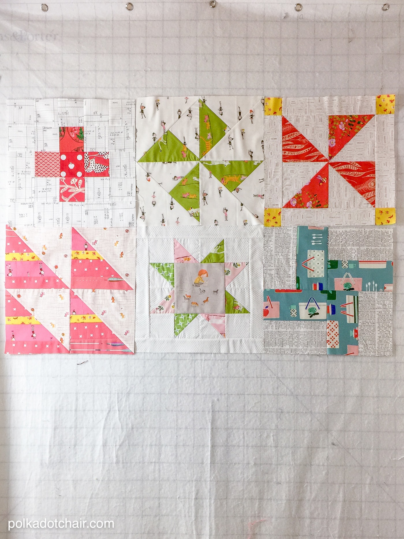 Free Quilt Tutorial and Pattern for a Log Cabin Quilt block; the April Block of the Month offered on the Polka Dot Chair Blog - So many cute quilt block ideas!