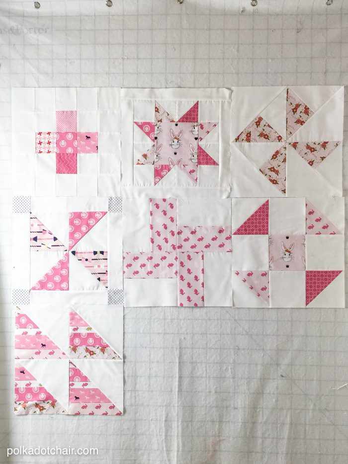 Free Quilt Tutorial and Pattern for a Log Cabin Quilt block; the April Block of the Month offered on the Polka Dot Chair Blog - So many cute quilt block ideas!