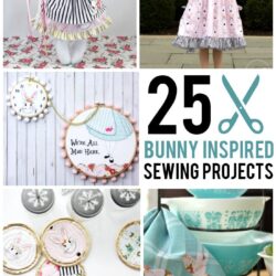 More than 25 Bunny "Inspired" Sewing Projects using Wonderland Fabric ; cute girls dress ideas, tote bags, bunny softie patterns and more!